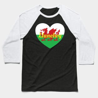 Llanelwy Wales UK Wales Flag Heart Baseball T-Shirt